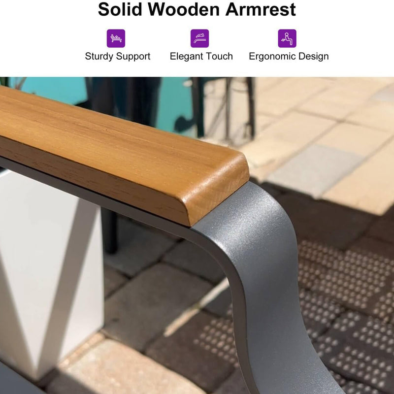 PURPLE LEAF Outdoor Chaise Lounge Chair Set of 2 Patio Pool Lounger Aluminum Chairs with Wooden Armrest Sunbathing Tanning Recliner for Outside Backyard White