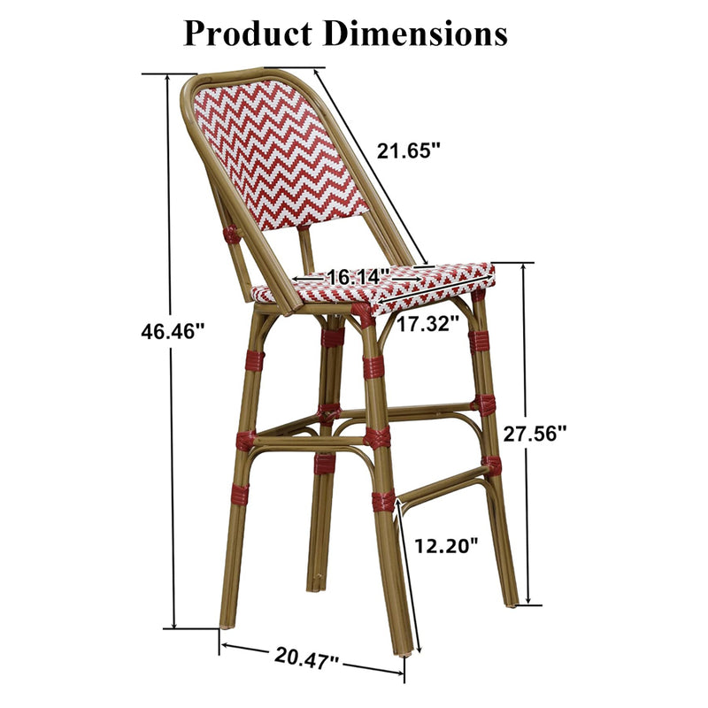 Clearance-PURPLE LEAF French Bar Stool Set of 2 Outdoor Bar Patio Bar Height Stools Kitchen Counter Chair