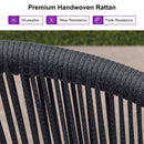 PURPLE LEAF Patio Bar Stools Set of 2 Outdoor Wicker Modern High Bar Chairs Metal Cushioned Barstools with Backs and Ergonomic Armrest for Balcony Garden Indoor Kitchen Island