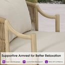 PURPLE LEAF Outdoor Lounge Chair, Patio Chaise Lounge with Cushioned Seat & Supportive Armrests, Ergonomic Aluminum Pool Lounge Chairs for Backyard Deck Poolside, Teak