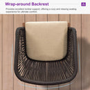 PURPLE LEAF 2 Pieces Outdoor Dining Chair All-Weather Wicker Aluminum Frame Patio Dining Chair for Lawn Garden Backyard Deck with Cushion Brown Armchair