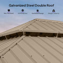 PURPLE LEAF Backyard Gazebo Champagne Hardtop Galvanized Steel Roof Awning and Upgrade Curtain