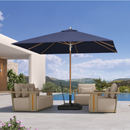 PURPLE LEAF Premium Teak‑Finish Aluminum Frame Outdoor Patio Market Umbrella with Rope Pulley Lift