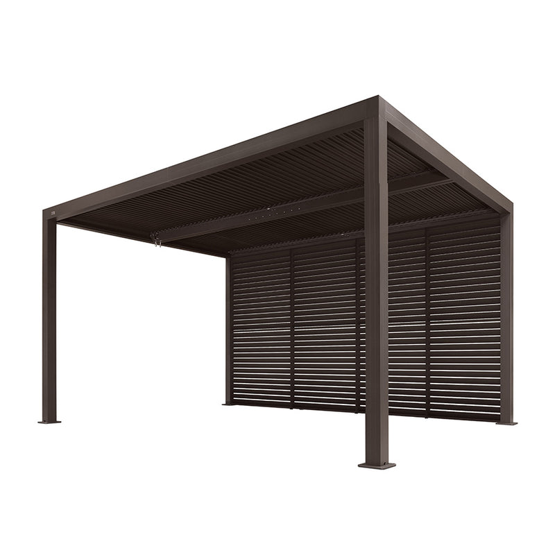 PURPLE LEAF Louvered Pergola Bronze Outdoor Aluminum Pergola with Shutter Wall Adjustable Gazebo Rainproof for Patio Deck Garden