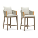 PURPLE LEAF Outdoor Bar Stools Chair Set of 2, Modern Rattan Bar Stool with Back and Cushion for Balcony, Indoor or Outdoor, Kitchen Island