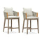 PURPLE LEAF Outdoor Bar Stools Chair Set of 2, Modern Rattan Bar Stool with Back and Cushion for Balcony, Indoor or Outdoor, Kitchen Island