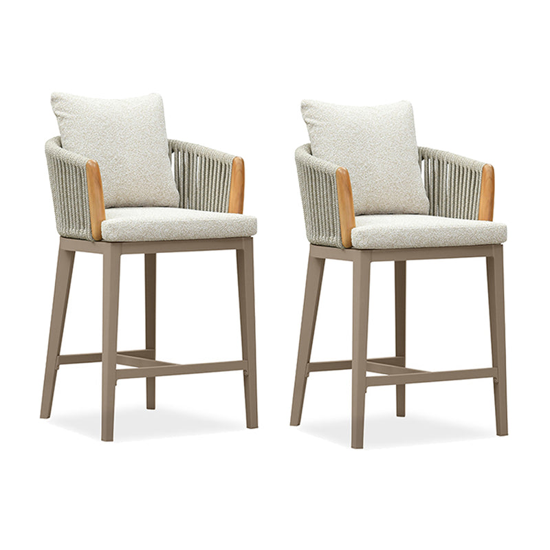 PURPLE LEAF Outdoor Bar Stools Chair Set of 2, Modern Rattan Bar Stool with Back and Cushion for Balcony, Indoor or Outdoor, Kitchen Island