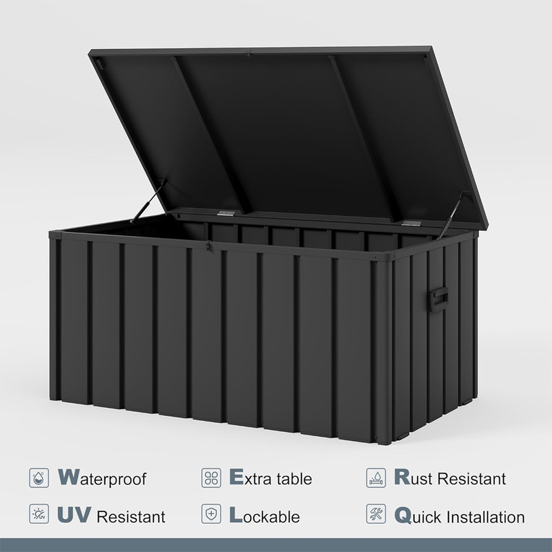 PURPLE LEAF Outdoor Deck Box Waterproof Lockable Storage Box Container with Lid Deck Organization for Patio Cushions Side Table Pool Accessories Garden Tools