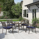 PURPLE LEAF Cast Aluminum Patio Dining Armchairs and Round Table | Rhombus and Square Lattice Designs