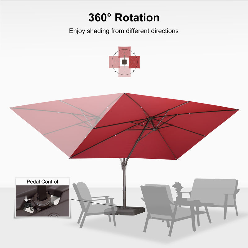 PURPLE LEAF Patio Cantilever Umbrella with Aluminum Offset Hanging for Pool Garden Deck