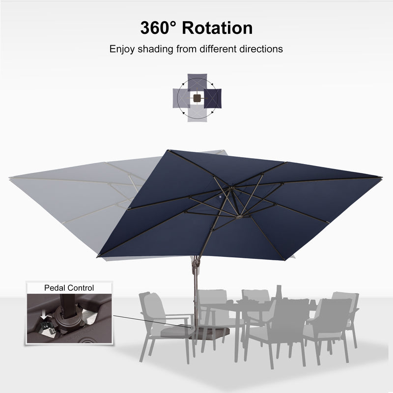 PURPLE LEAF Patio Cantilever Umbrella with Aluminum Offset Hanging for Pool Garden Deck