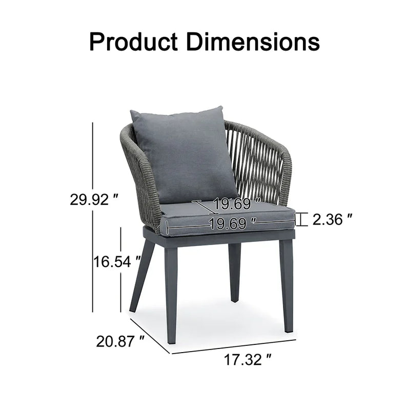 PURPLE LEAF 2 Pieces Patio Dining Chair Set All-Weather Wicker Dining Chair Aluminum Bistro Set with Cushions and Pillows for Garden Deck Kitchen