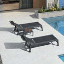 PURPLE LEAF Outdoor Lounge Chair Patio Chaise Pool Lounger Aluminum Frame with Side Table and Wheels for Outside Sunbathing Tanning Recliner Including Pillows