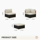 PURPLE LEAF Griffin Classical Patio Conversation Set Black with Cushion Pillows Ottoman and Aluminum Frame for Poolside Lounge