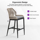 Clearance - PURPLE LEAF Patio Sunbrella Bar Stools Rattan Bar Aluminum Bar Stool Outdoor Barstools with Back and Cushion for Garden Kitchen Island