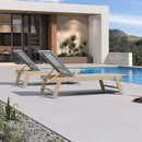 PURPLE LEAF Extra Large Patio Chaise Lounge French Outdoor Wicker Lounger Matte Teak Aluminum Frame 771LBS Capacity PE Rattan Adjustable Backrest for Pool Garden Beach Backyard