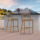 Clearance - PURPLE LEAF Patio Sunbrella Bar Stools Rattan Bar Aluminum Bar Stool Outdoor Barstools with Back and Cushion for Garden Kitchen Island