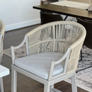 PURPLE LEAF Patio Bar Stools Set of 2 Outdoor Wicker Modern High Bar Chairs Metal Cushioned Barstools with Backs and Ergonomic Armrest for Balcony Garden Indoor Kitchen Island