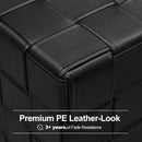 PURPLE LEAF Griffin L-shaped Patio Conversation Set Black with Cushion Pillows Ottoman and Premium Leather for Patio Balcony