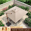 PURPLE LEAF Double Top 9 / 10 / 11 / 12 ft Square Aluminum Sun Umbrellas in Wood Color