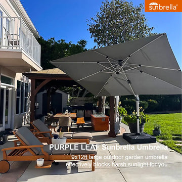 Large Cantilever Patio Umbrella with Sunbrella® Fabric PURPLE LEAF