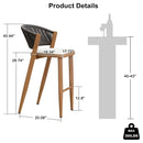 PURPLE LEAF Counter Height Bar Stool Set of 2 Outdoor Stool Chair with Footrest Patio Bar Height Stools Rattan Barstools for Outdoor or Indoor