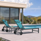 PURPLE LEAF Outdoor Lounge Chair Set of 3 Patio Chaise Pool Lounger Aluminum Frame with Side Table and Wheels for Outside Sunbathing Tanning Recliner Including Pillows