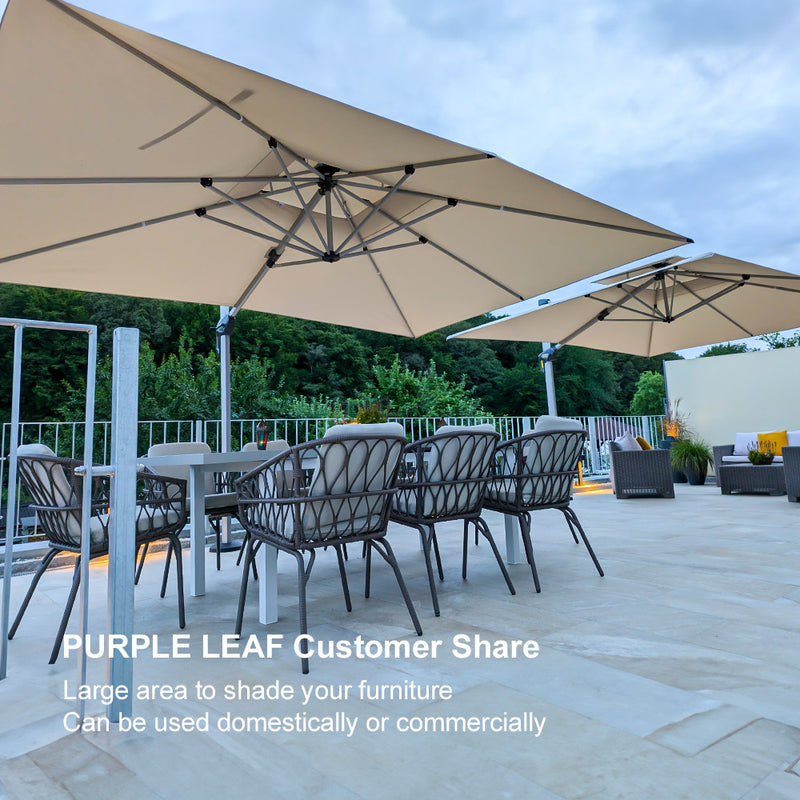 PURPLE LEAF Rectangular Large Outdoor Cantilever Umbrella for Garden, Pool