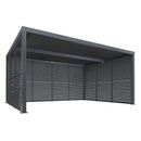PURPLE LEAF Athena Louvered Pergola Grey Outdoor Aluminum Pergola with Shutter Wall Adjustable Gazebo Rainproof for Patio Deck Garden