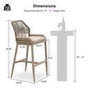 Clearance - PURPLE LEAF Patio Sunbrella Bar Stools Rattan Bar Aluminum Bar Stool Outdoor Barstools with Back and Cushion for Garden Kitchen Island
