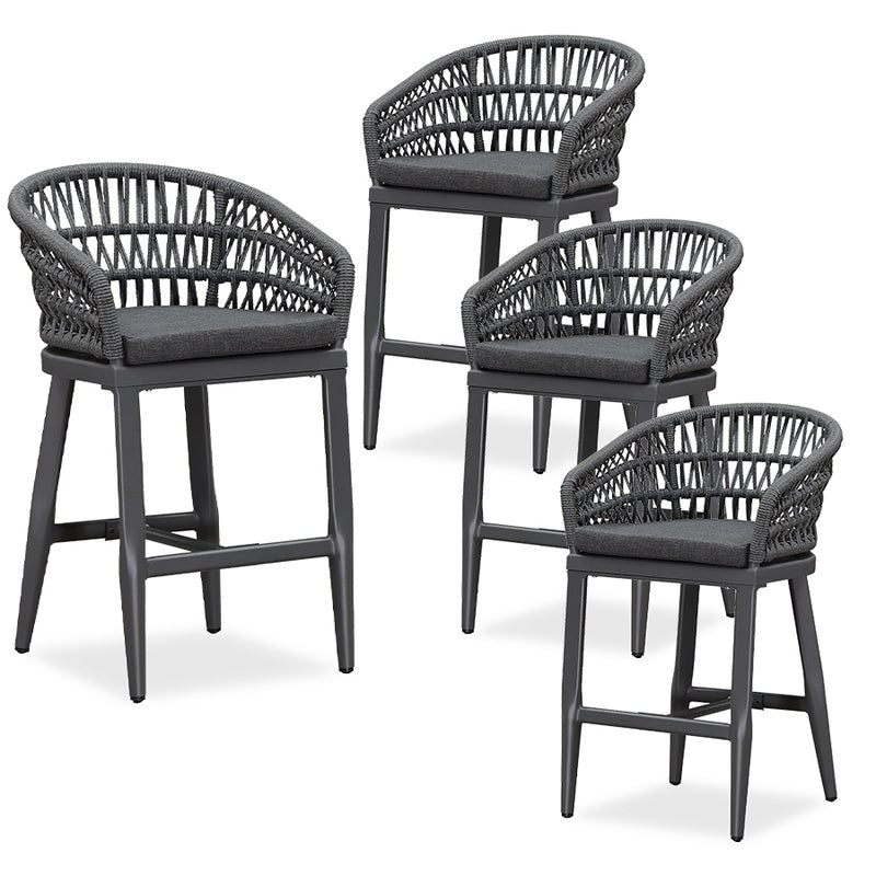 PURPLR LEAF Bar Stools Chair Set of 2, Rattan and Aluminum Frame with Comfortable Cushion