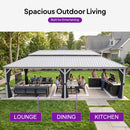 PURPLE LEAF Patio Gazebo for Pool Light Grey Hardtop Galvanized Steel Roof with Upgraded Curtains