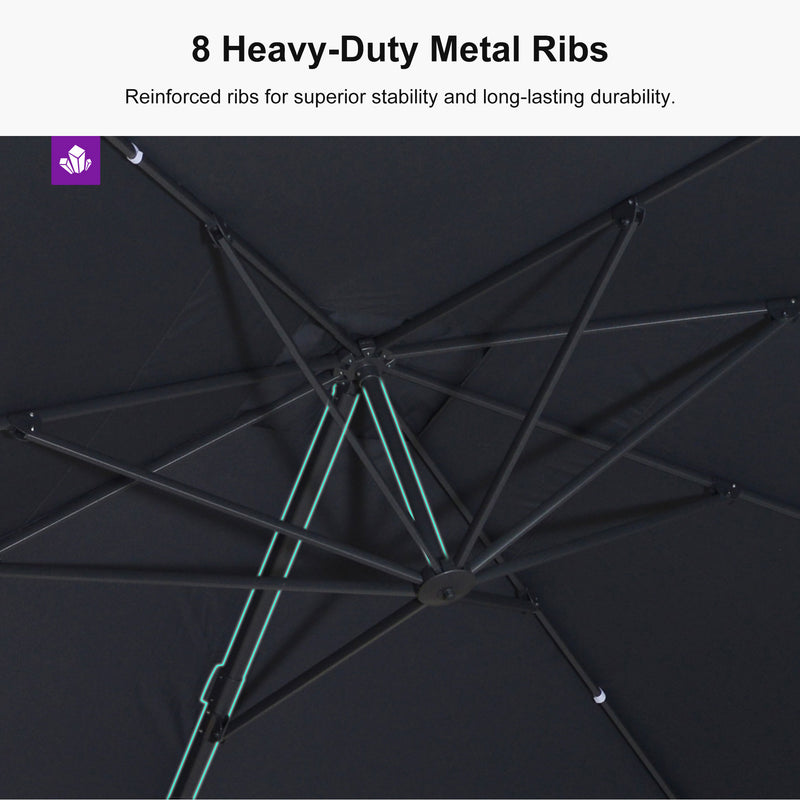 PURPLE LEAF Stepless Tilt Cantilever Umbrella Affordable Outdoor Patio Umbrella