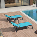 PURPLE LEAF Outdoor Lounge Chair Patio Chaise Pool Lounger Aluminum Frame with Side Table and Wheels for Outside Sunbathing Tanning Recliner Including Pillows