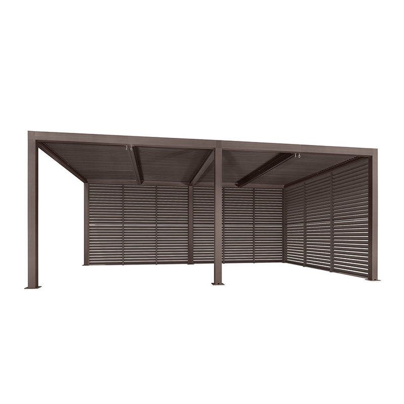 PURPLE LEAF Louvered Pergola Bronze Outdoor Aluminum Pergola with Shutter Wall Adjustable Gazebo Rainproof for Patio Deck Garden