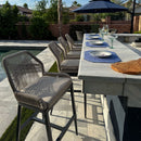 PURPLE LEAF Outdoor Bar Stools Set of 2,  Wicker Rattan Bar Stools with Back Aluminum Outside Garden Patio Bar Chairs