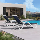 PURPLE LEAF Patio Chaise Lounge Plastic Pool Outdoor Lounge Chair with Aluminum Frame Stackable Patio Tanning Chairs for Poolside Sunbathing Beach Deck Yard