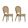 PURPLE LEAF Patio Dining Chair Set of 2 French Aluminium Frame Chairs with Rattan for Indoor Kitchen Deck Bistros Cafe Restaurant