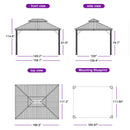 PURPLE LEAF Patio Gazebo for Backyard Grey Hardtop Galvanized Steel Roof Awning（not include curtains）