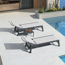PURPLE LEAF Outdoor Lounge Chair Patio Chaise Pool Lounger Aluminum Frame with Side Table and Wheels for Outside Sunbathing Tanning Recliner Including Pillows