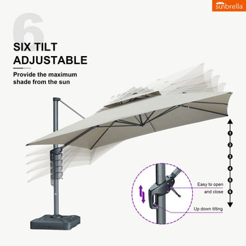 extendable patio umbrella Sunbrella Cantilever Umbrella 360° Tilt