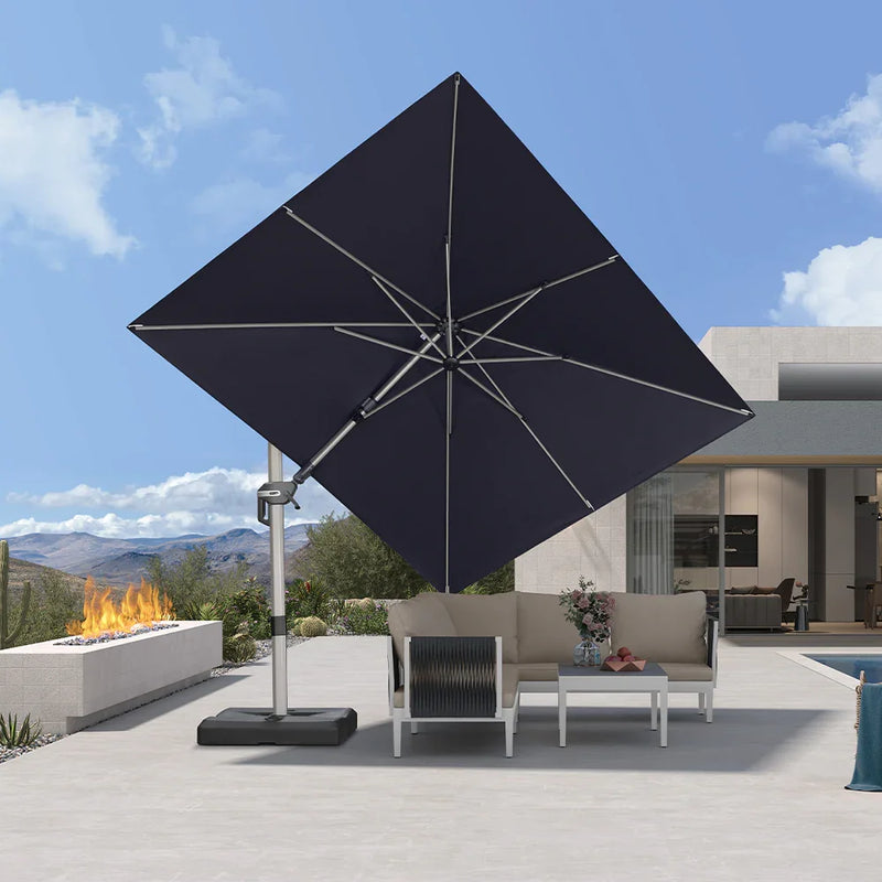 PURPLE LEAF Deluxe Left-Right Tilting Patio Umbrella Outdoor Swivel Cantilever Umbrellas