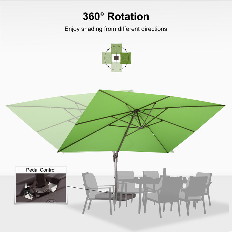 PURPLE LEAF Patio Cantilever Umbrella with Aluminum Offset Hanging for Pool Garden Deck