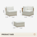 PURPLE LEAF Griffin U-shaped Patio Conversation Set White with Cushion Pillows Ottoman and Premium Leather for Gathering Entertaining