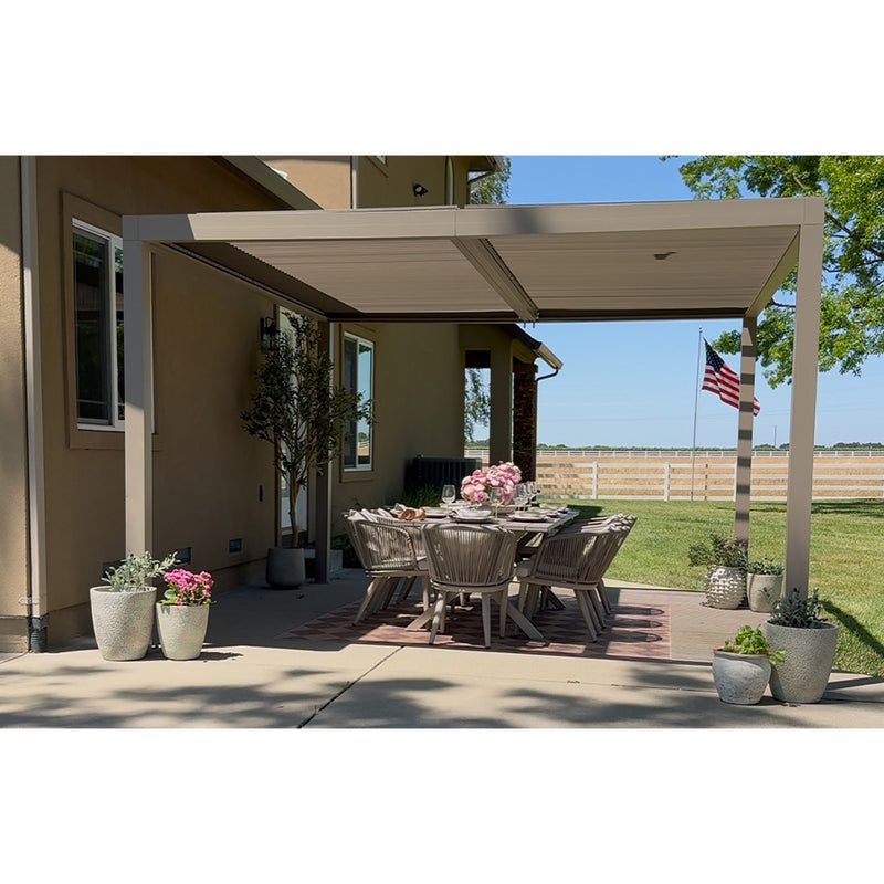 PURPLE LEAF Louvered Pergola Modern Champagne Pergola with Adjustable Roof for Deck Backyard Garden