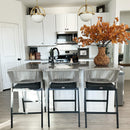 PURPLE LEAF Bar Stool Set of 2 Rattan Bar Stools Counter Stools with Back Metal Bar Height Stool Outdoor Bar Chair for Garden Kitchen