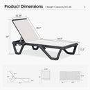 PURPLE LEAF Outdoor Chaise Lounge Patio Chair 5 Positions Adjustable Aluminum Frame with Textilene Seat Lightweight and Durable Pool Chaise Lounge for Patio Poolside Beach Yard