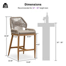 Clearance - PURPLE LEAF Patio Sunbrella Bar Stools Rattan Bar Aluminum Bar Stool Outdoor Barstools with Back and Cushion for Garden Kitchen Island