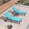 PURPLE LEAF Outdoor Lounge Chair Set of 3 Patio Chaise Pool Lounger Aluminum Frame with Side Table and Wheels for Outside Sunbathing Tanning Recliner Including Pillows