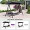 PURPLE LEAF Outdoor Patio Porch Swing Adjustable Backrest, 3-seat Swing Chair with Weather Resistant Steel Frame for Backyard ,Pillows Included